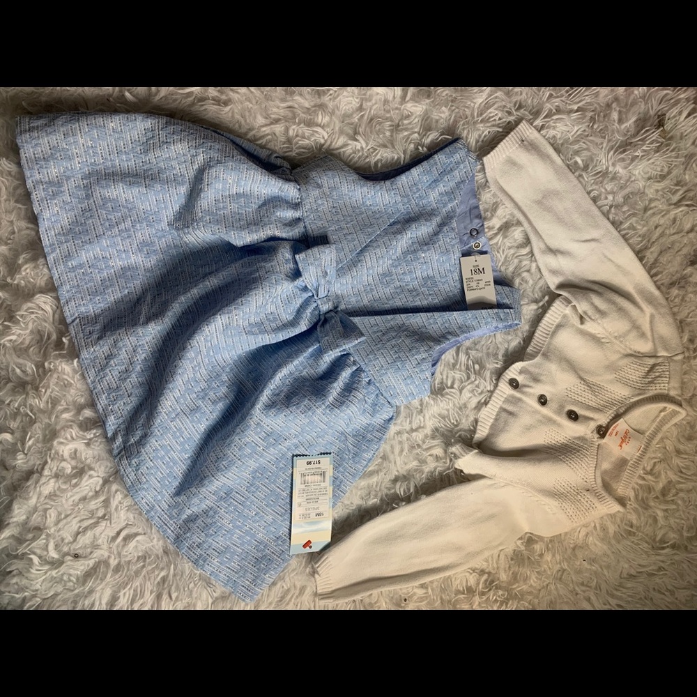 Blue Dress with Cardigan